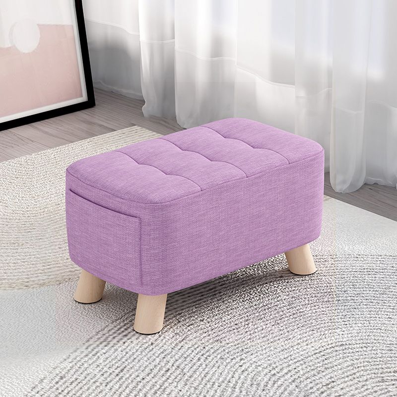 Modern Cotton Storage Pouf Plain Rectangle Tufted Chair Ottoman