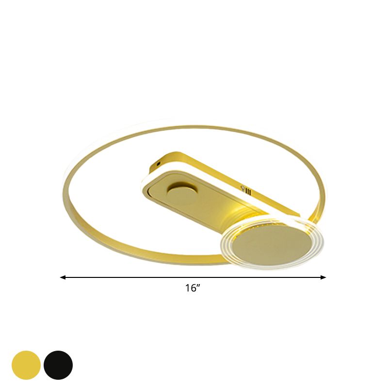 Metallo Hoop Flush Mount Luce Minimal Nero/Oro Finitura LED Lampada a Flush Fixture, 16 "/19.5" Wide