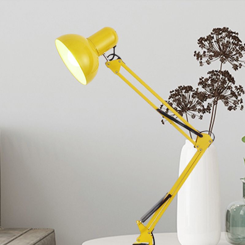 Modern Stylish 1 Bulb Desk Lamp with Metal Shade Black/White Adjustable Domed Reading Book Light for Bedroom