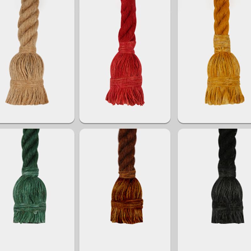 Vintage Bare Bulb Design Drop Lighting 1-Light Rope Pendant Light Fixture for Bar