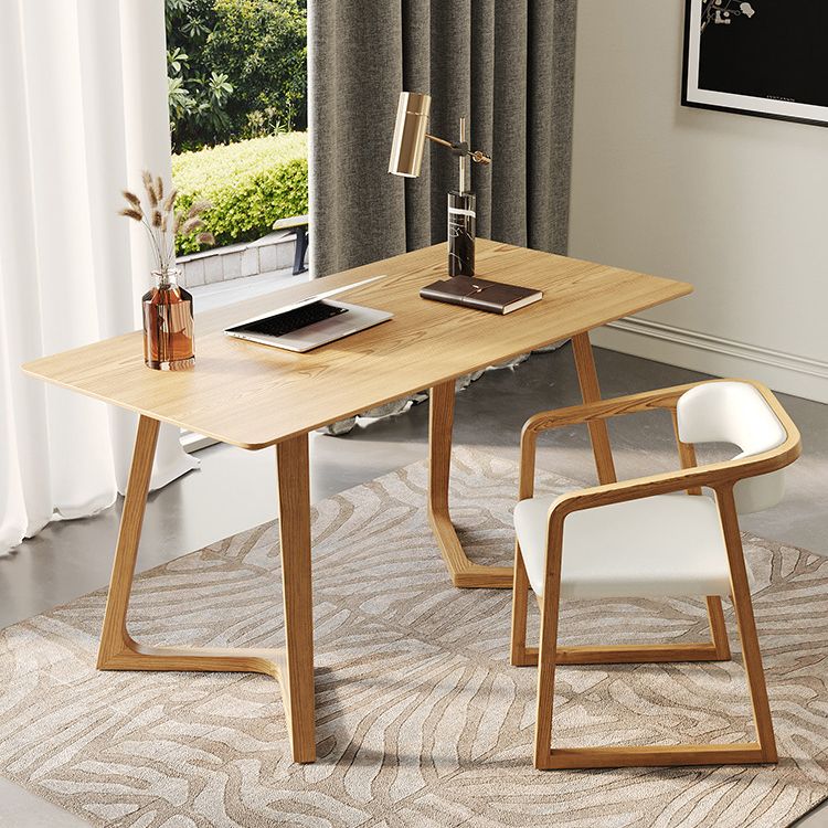 Moderne dennenhouttafel voor restaurant rechthoek binnen tafel met dubbele voetstuk