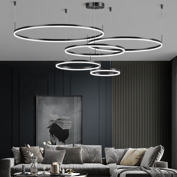 Modern Circle Hanging Pendant Lights Metal Chandelier Lamp