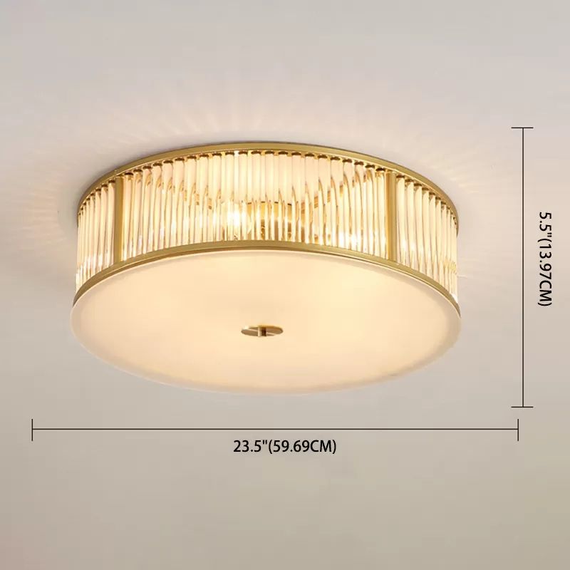 Plafonnier encastré à tambour, plafonnier moderne en cristal pour chambre à coucher, doré