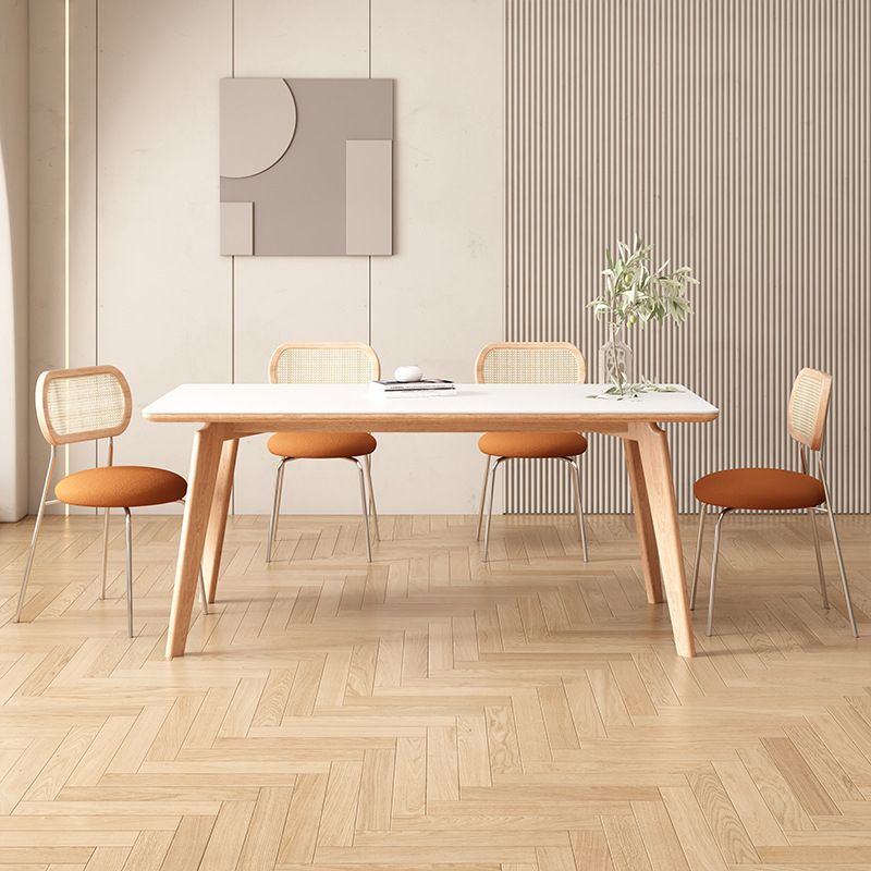 Contemporary Kitchen Dinner Table Rectangle 4 Legs Dining Table
