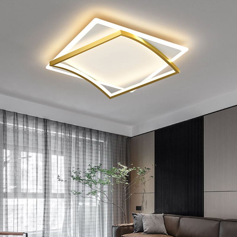 Modern Minimalist Double Geometric Flush Mount Light Metal LED Bedroom Flush Ceiling Light