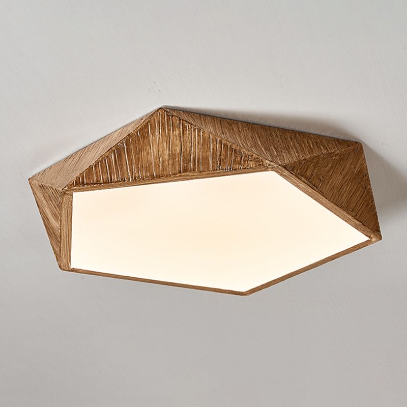 Contemporary LED Geometric Ceiling Flush in Brown Resin and Acrylic Flush Mount