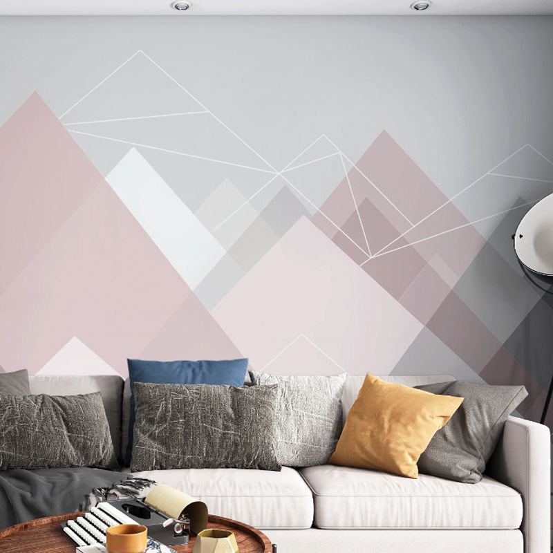 Simple Triangle Mural Wallpaper Non-Woven Fabric Wall Art for Accent Wall, Custom-Made