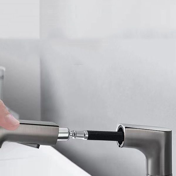 Modern Faucet 1-Handle and 1-Hole Copper with Pull out Sprayer Faucet