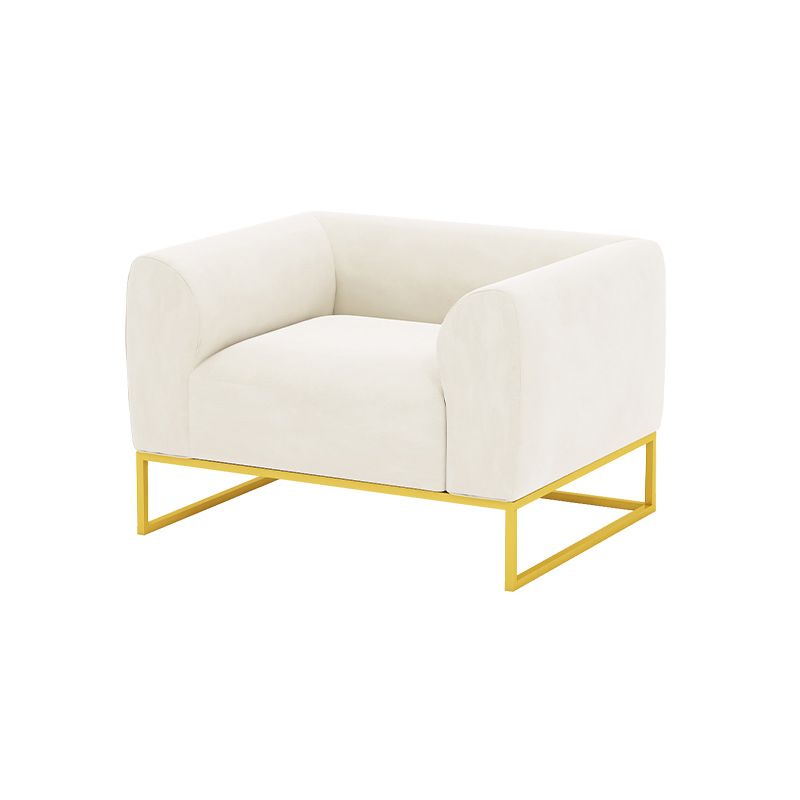 Modern 27.55" H Wood Frame Tuxedo Arm Sofa in White for Living Room