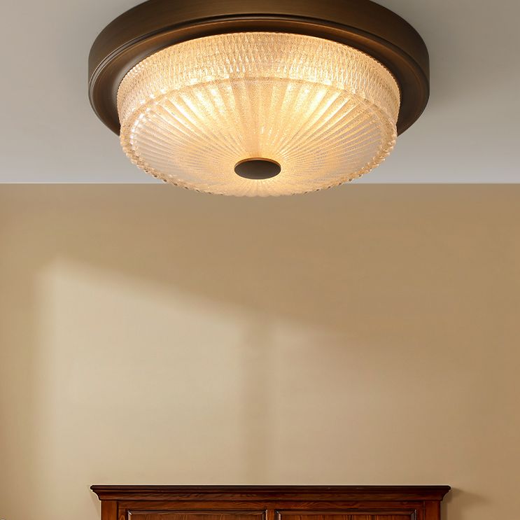 American Ceiling Light Bronze Glas Lampenschirm 1 Light Flush Mount Light für Indoor Room