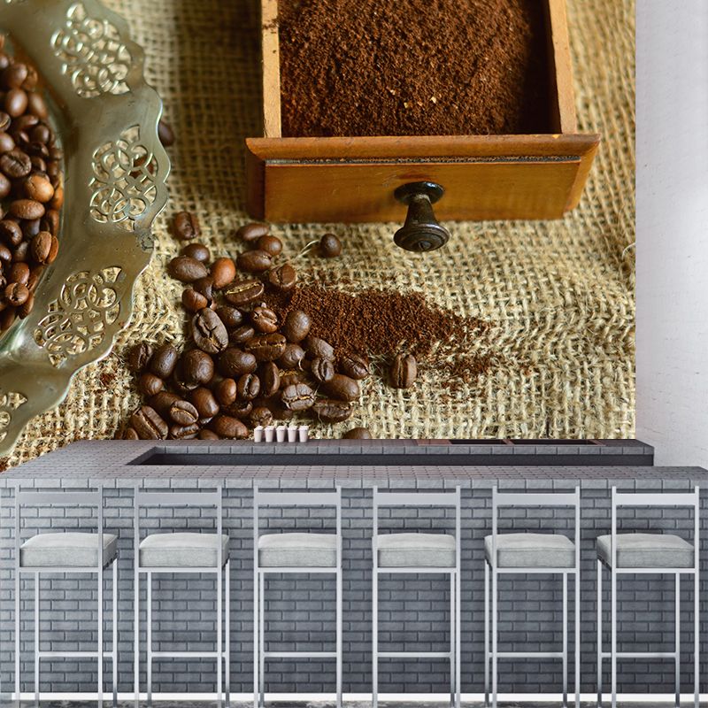 Coffee Bean Mural Wallpaper Stain-Resistant Coffee Shop Kitchen Dining Room Mural