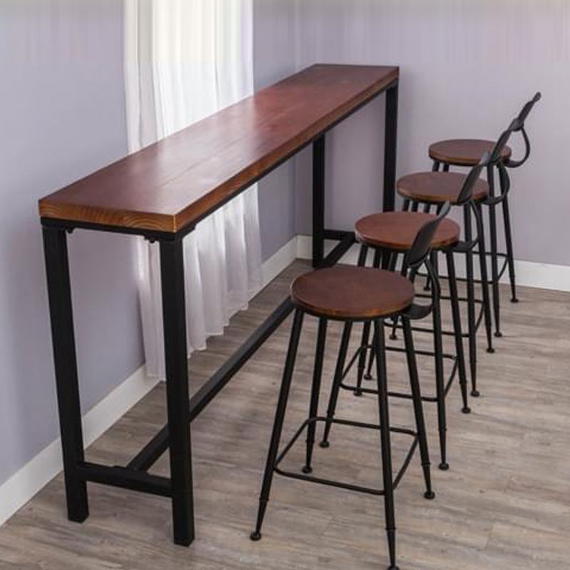 Industrial Trestle Pub Dining Set 1/2/5 Pieces Solid Wood Rectangle Bar Pub Table Set