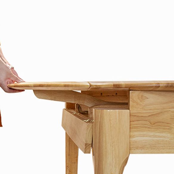 Minimalist Solid Wood Dining Room Set with Round Top and 4 Legs Base Formal Table Set