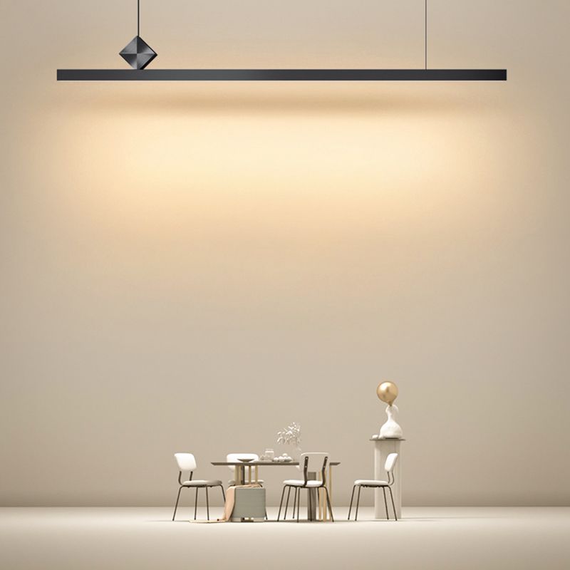 Modern Metal Pendant Lighting Linear Shape Hanging Light with Acrylic Shade in Black