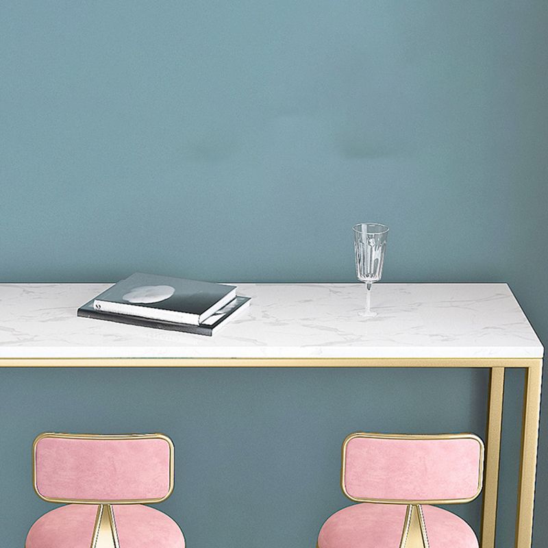 Modern Bar-height Table White Faux Marble Top Bistro Pub Table