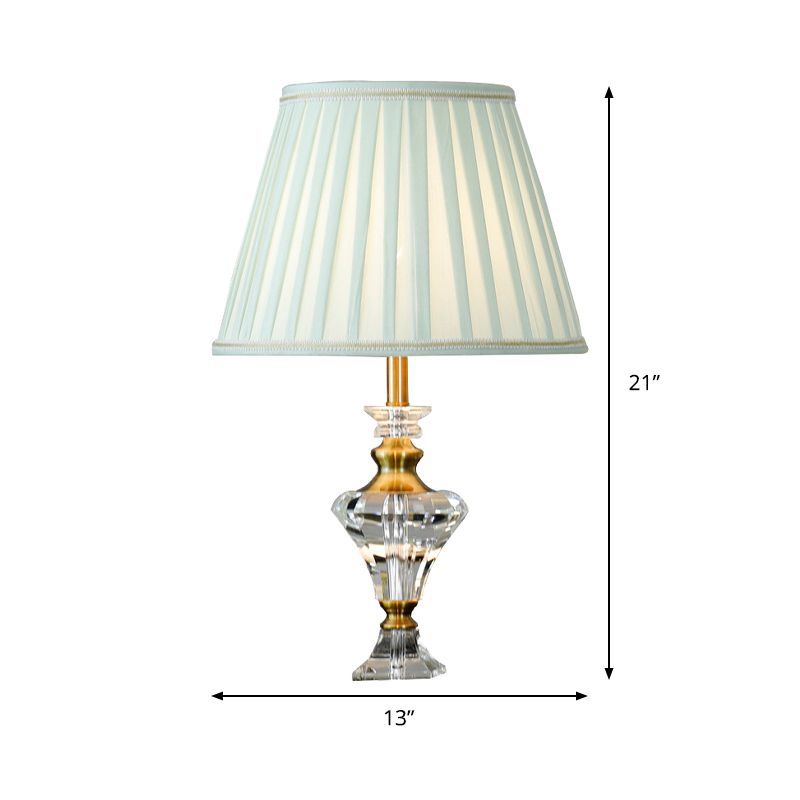 1-Licht-Wohnzimmertisch Licht Moderner See Blue Night Lampe mit Urnen-Form-Kristallbasis