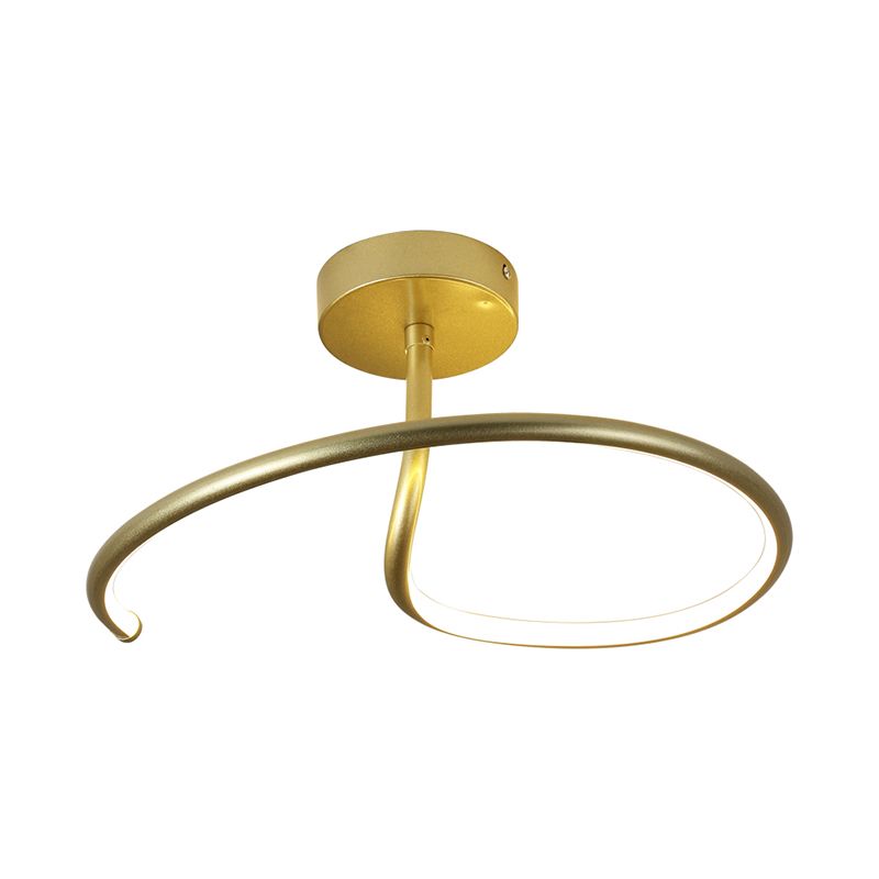 Curl Semi Mount Lighting Simplicity Plafonnier LED en acrylique finition dorée 40,6 cm/49,5 cm de large