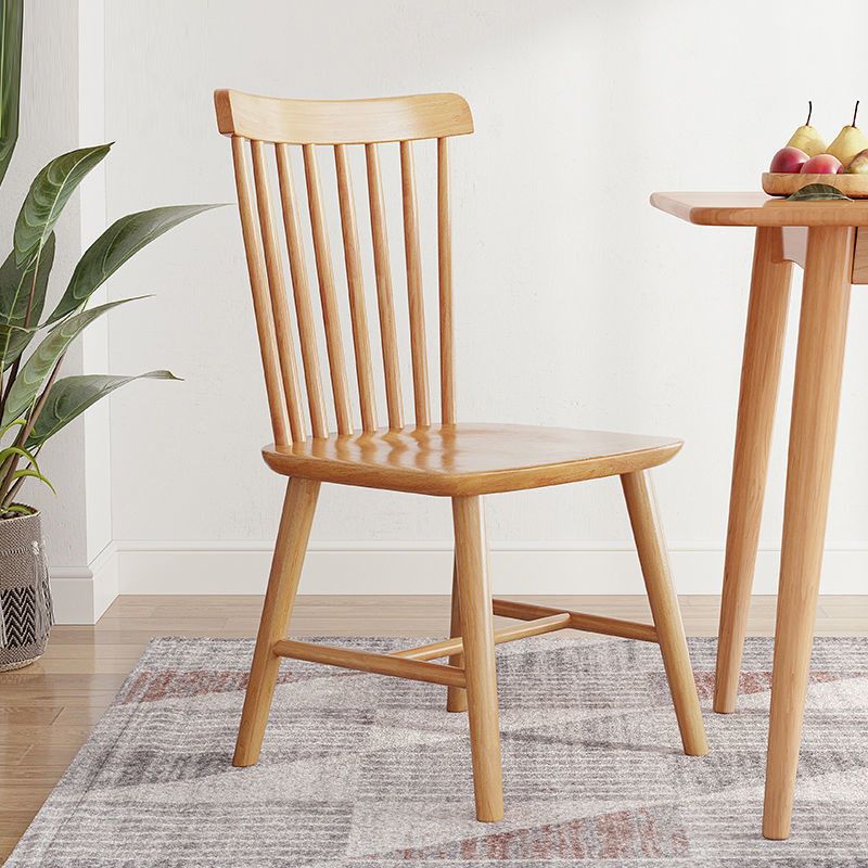 Contemporary Wood Dining Chair Windsor Back Side Chair in Matte Finish for Indoor