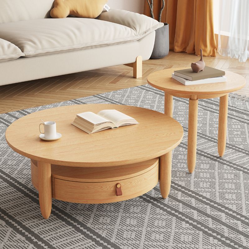 Contemporary Coffee Table Set Round Coffee Cocktail Table with Drawer