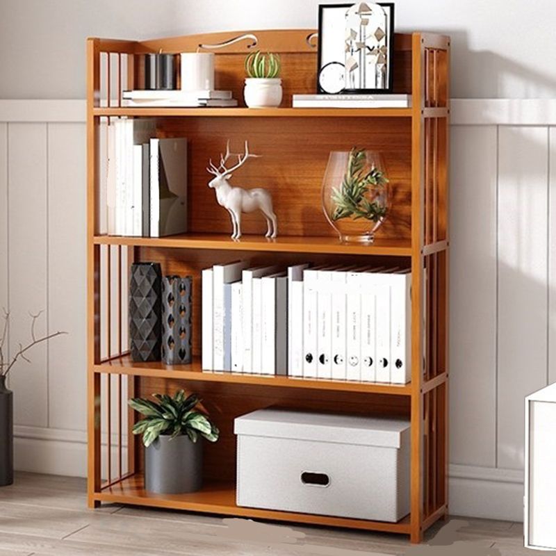 Modern Vertical Bamboo Shelf Etagere Espresso Shelf Bookcase for Bedroom