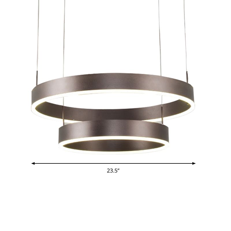 Modern 1/2/3-Light Suspension Pendant with Acrylic Shade Coffee Ring Chandelier Light in Warm/White Light