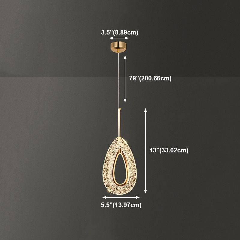 Contemporary Style Linear Shape Pendant Lights Metal Hanging Lamps in Gold