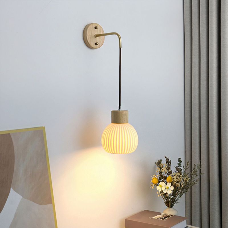 Modern Simple Wall Light Geometry Shape Wall Lamp with Ceramics Shade for Living Room
