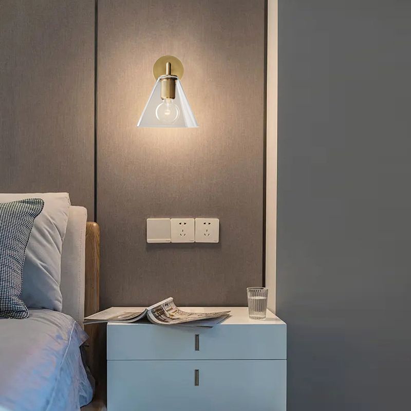 Minimalist Wall Light Fixture Modern Wall Light Sconce with Glass Shade for Bedroom