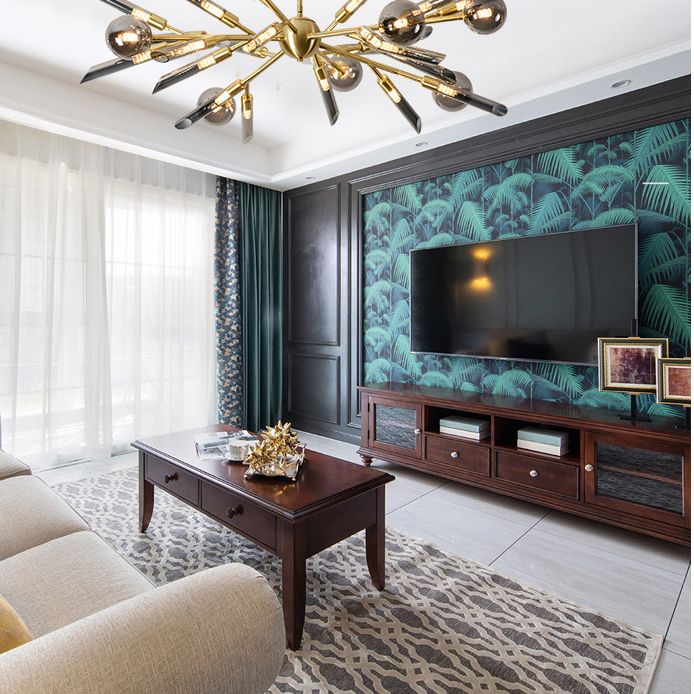 Post-Modern Metal Starburst Hanging Chandelier Light Glass Shade Ceiling Chandelier for Living Room