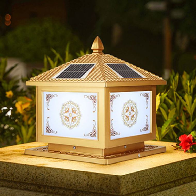 Contemporary LED Pillar Light Household Solar Lighting Fixture for Garden