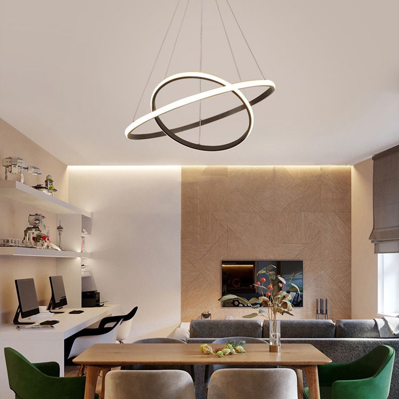 Modern Simplicity Orbit Pendant Chandelier Acrylic Hanging Light Fixture for Living Room