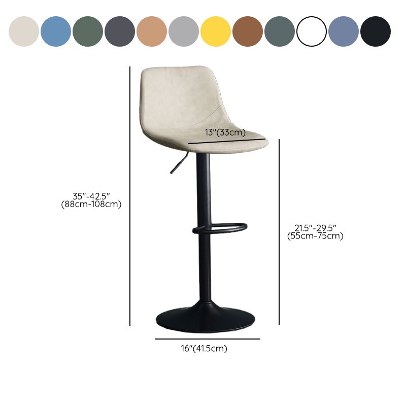 Adjustable Height Swivel Armless Bar Stool with Black Metal Base