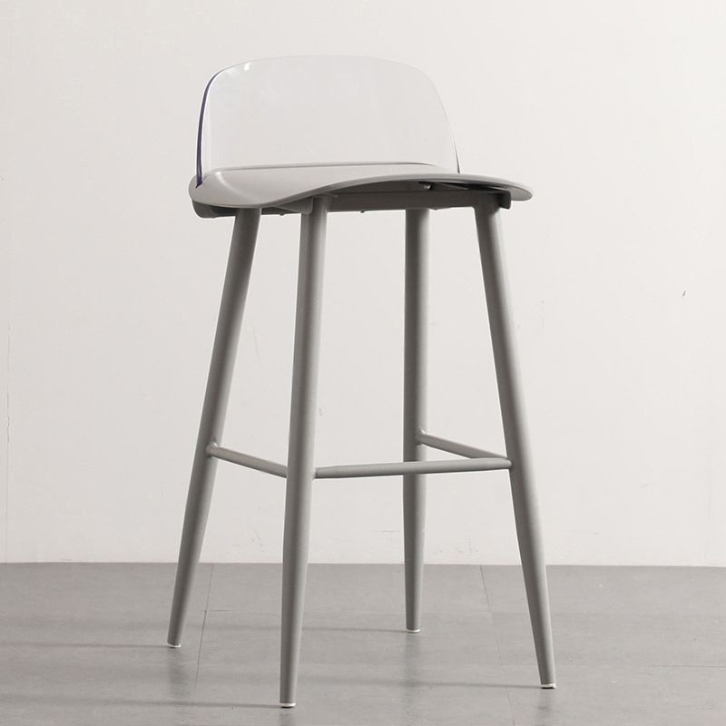Modern Armless Backrest Counter Stool Iron Kitchen Bar Stool with Acrylic Seat and Pedal