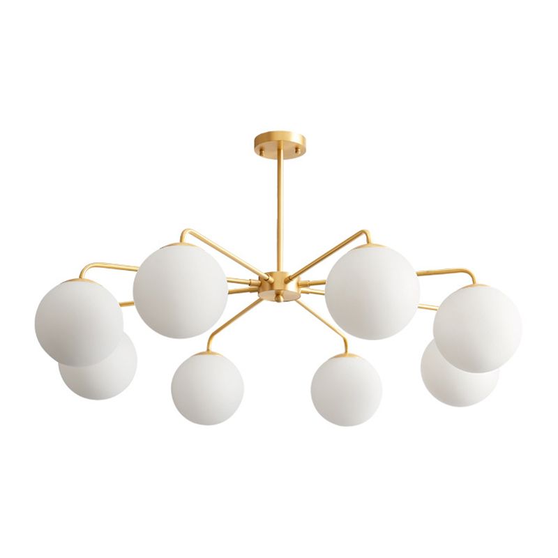 Post-Modern Minimalist Chandelier Light Fixture Spherical White Glass Ceiling Chandelier for Living Room