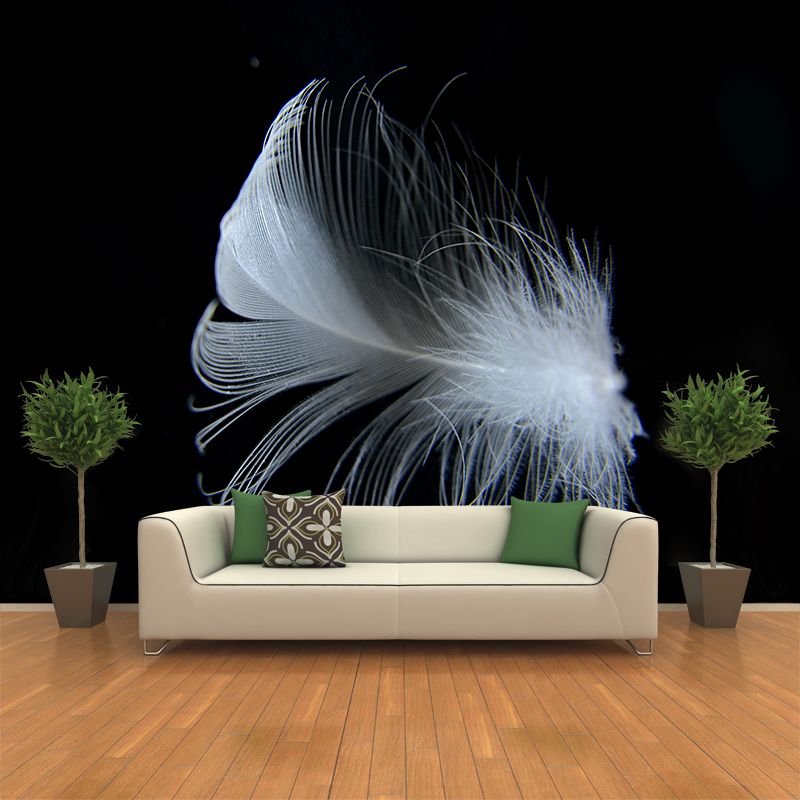 Contemporary Mural Wallpaper with Feather Pattern Wall Covering for Living Room