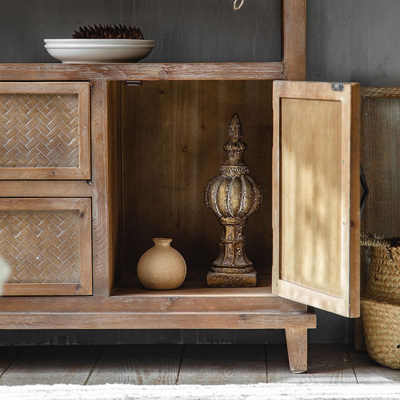 Industrial Wooden Cabinet with Doors and Drawers Distressed Wood Cabinet