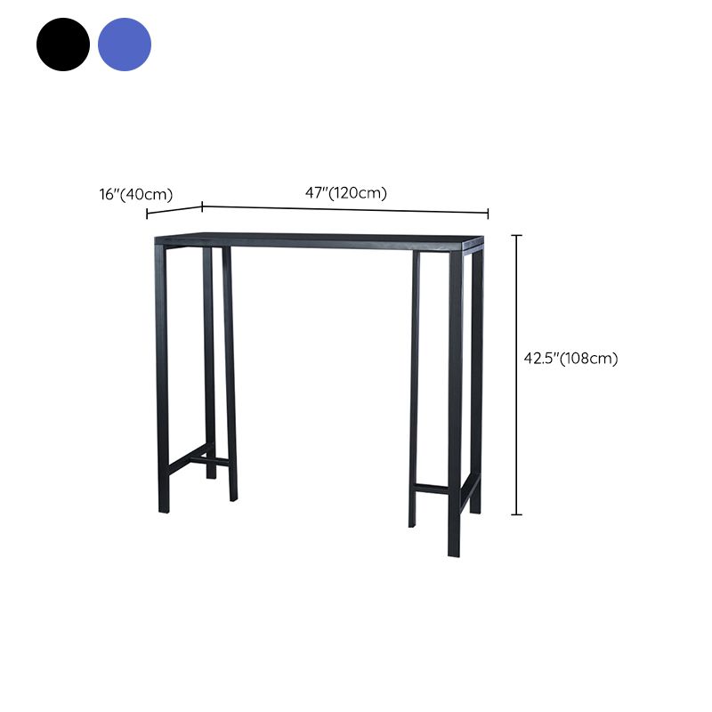 Contemporary Indoor Rectangle Trestle Bar Dining Table with Metal Legs