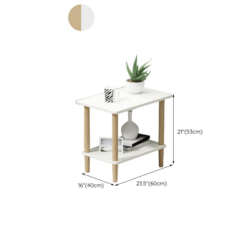 Modern Wood Side Table 20.86" Tall 4 Legs End Table with Shelf