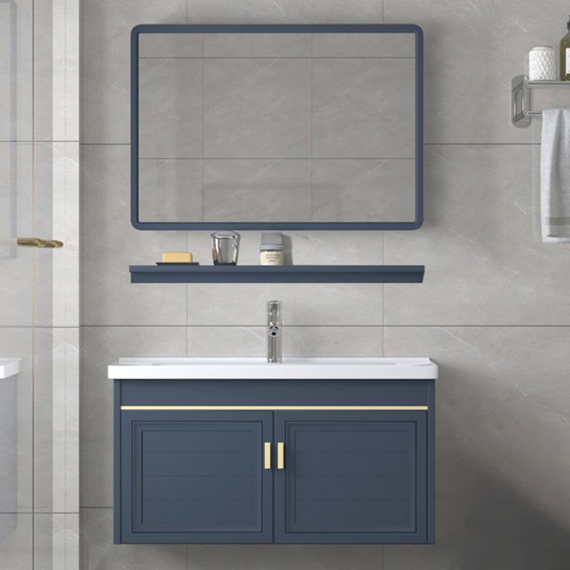 Modern Wall-Mounted Sink Vanity Blue Wall Mount Vanity Cabinet