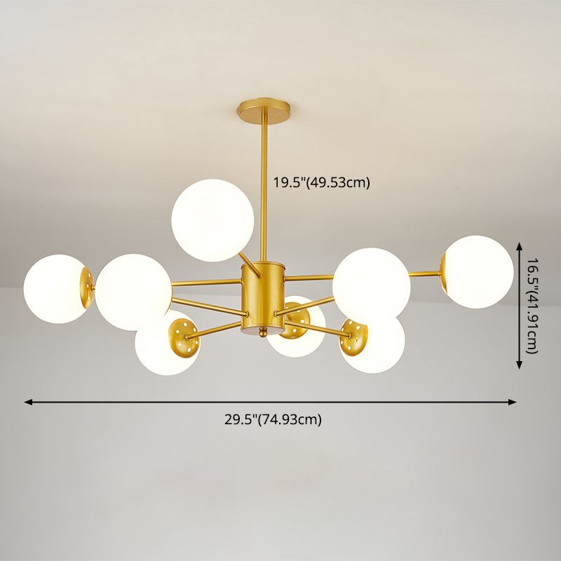 Noordse stijl eenvoud kroonluchter wit glas bol schaduw meerdere lichten suspensielamp voor woonkamer