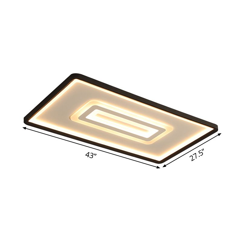35.5"/43" W Dual Rechteck Flush Licht Nordic Style Schwarz Metall Innenbeleuchtung, Warm/Weiß Licht/Fernbedienung Stepless Dimmen