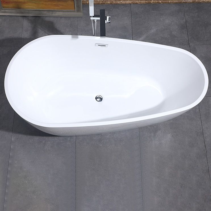 Freestanding Soaking Bathtub White Center Drain Acrylic Bath Tub