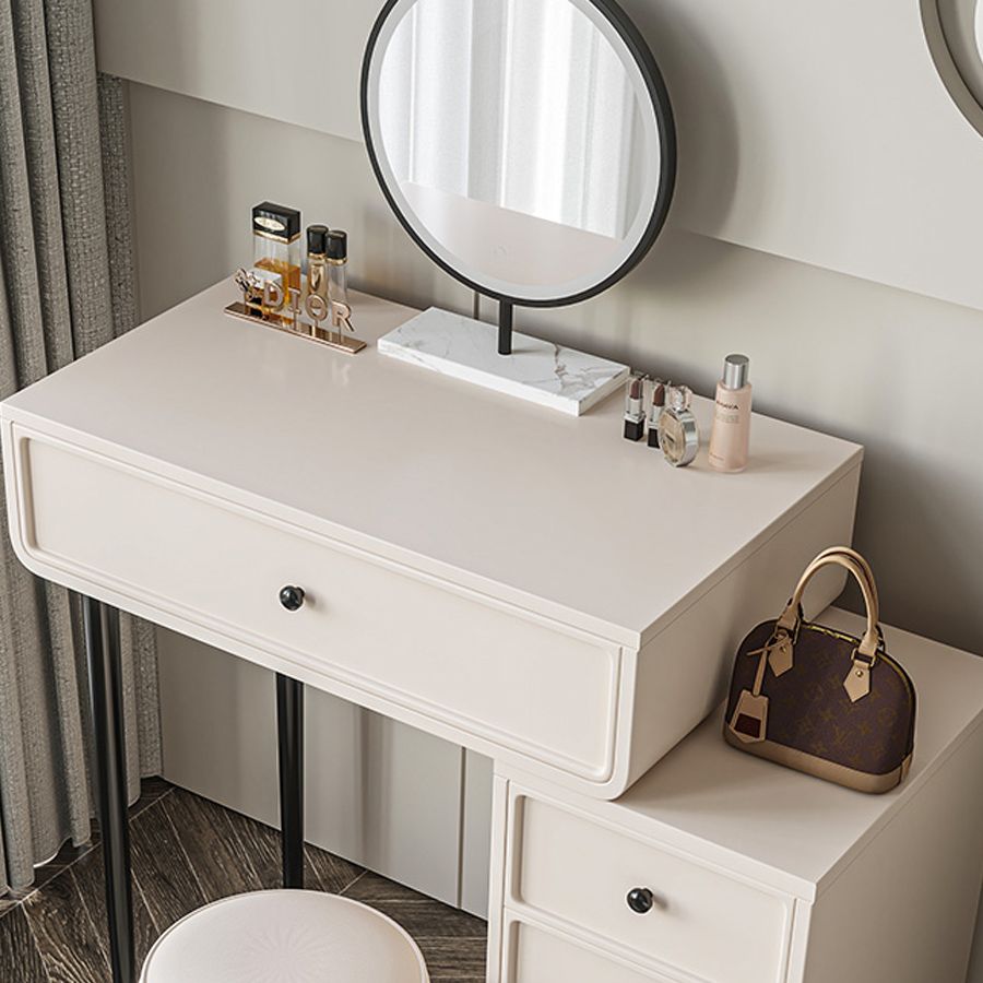 Contemporary White Solid Wood Table Makeup Vanity with Drawers