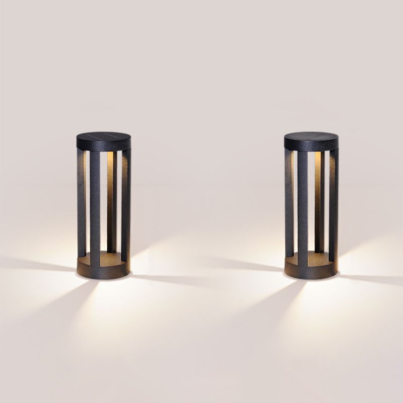 Open Shaped LED Lawn Light Modern Style Aluminum Outdoor Landscape Lighting in Black