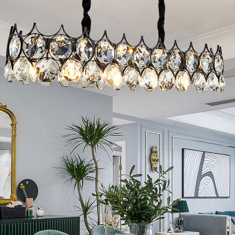Beveled Cut Crystal Bead Hanging Lamp Postmodern Style Chandelier Pendant Light for Living Room