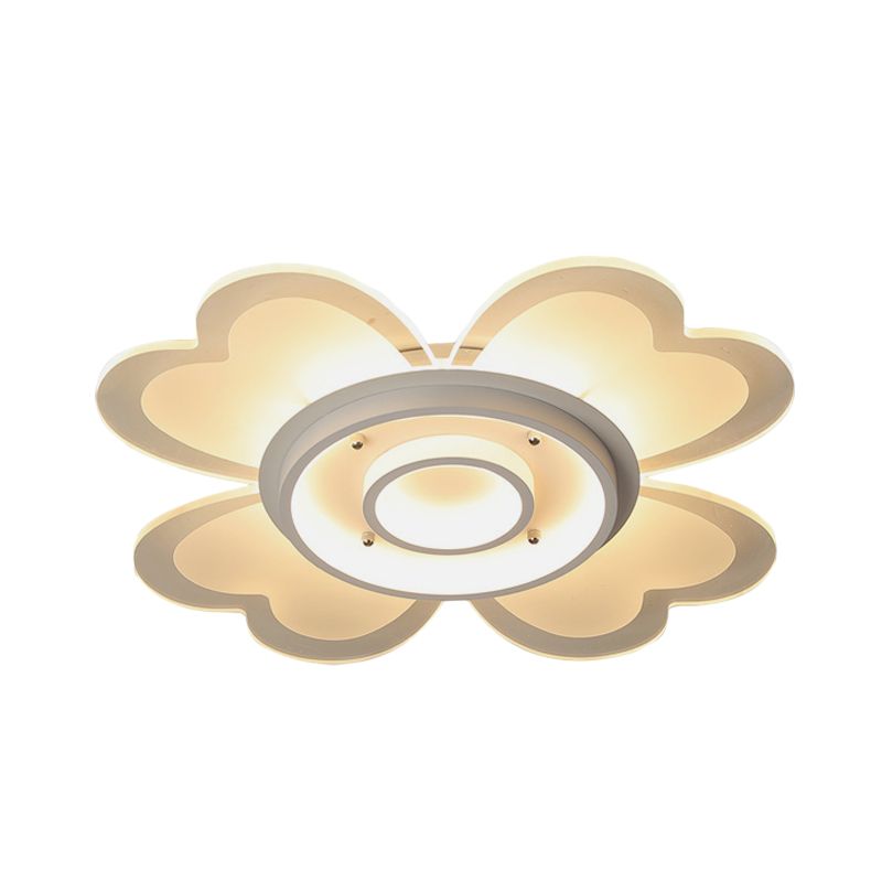Flower Flush-Mount Light Fixture Modernism Acrylic 16"/19.5" W LED White Ceiling Lamp in Warm/White Light