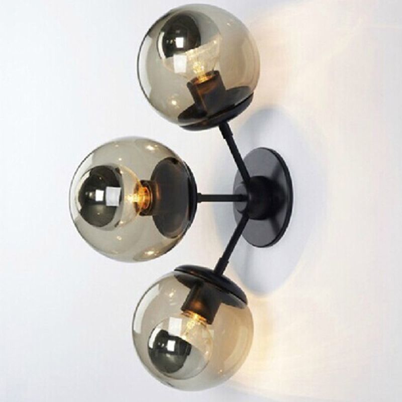 Globe Wall Lamp Fixtures Industrial Style Glass Wall Mounted Light Fixture in Black