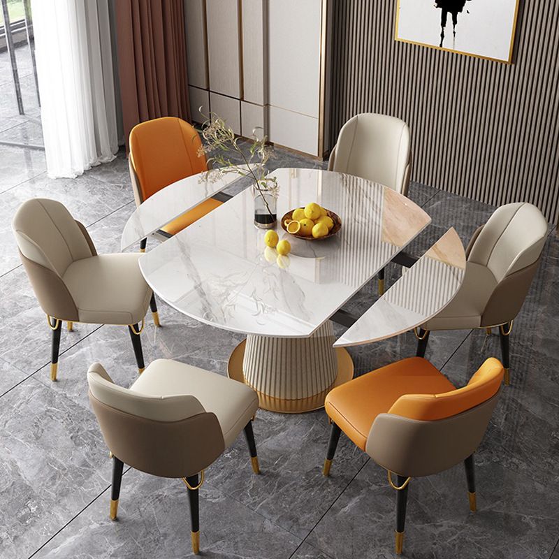Glam 1/4/5/6/7 Pieces Dining Room Set Round Dining Table Set