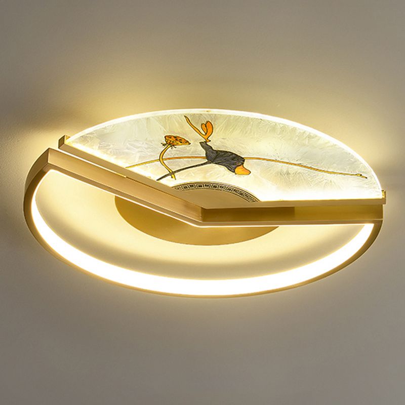 Plafonniers de forme ronde Plafonniers modernes à 2 lumières en métal doré