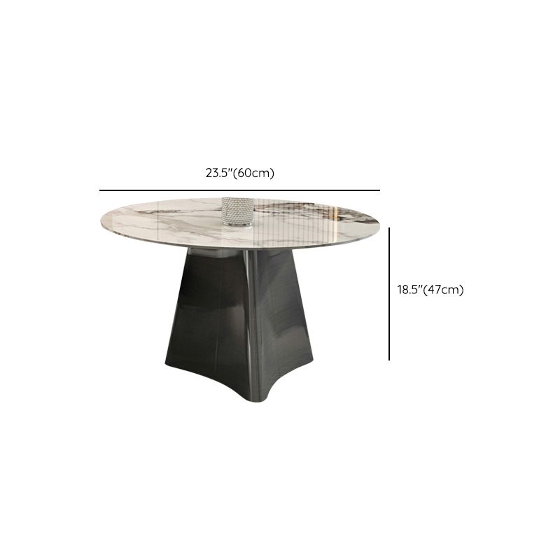 Round Slate Coffee Cocktail Table Pedestal Coffee or End Table with Storage